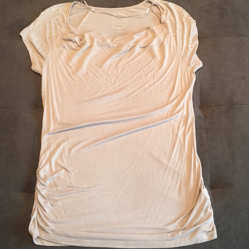 INC Tan Gem Sleeve Shirt